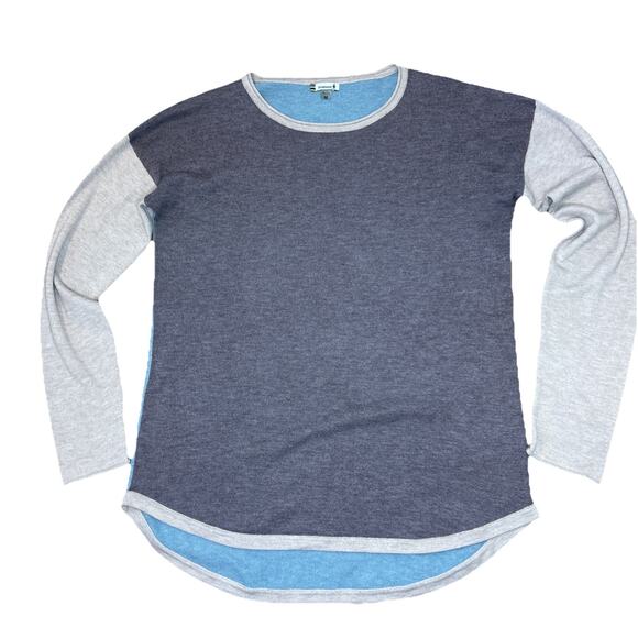 Smartwool Women’s M Sweater Tunic Colorblock Purple Blue Crewneck Merino Wool - Picture 1 of 6